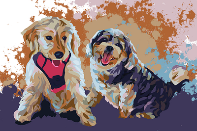 Dogs abstract art bright colors colorful art colorful palette conceptual art dog illustration dog lover dog lovers doggy dogs dogstudio fur fur drawing fur technique golden retriever illustration inspiration popart puppies puppy