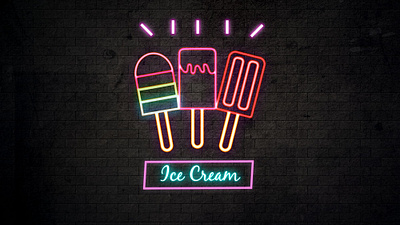 Ice Cream design illustration logo typography vector