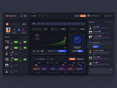 CS:GO Crash Game - Gaming Web Site application casino crash crypto csgo dark ui dashboad design esport gambling game game design games roulette skins ui ui kit user interface ux web app