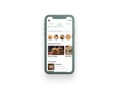 SuperApp Food homescreen app mobile simple