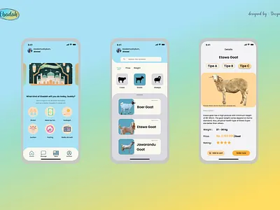Ebadah Apps adha challenge design eidmubarak figmadesign goats illustration islamic logo mobile app mobile app design muslim pastel color
