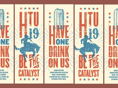 HealthTrust Conference 2019 Drink Tickets america beer card conference cowboy distressed exhibition letterpress typography usa western
