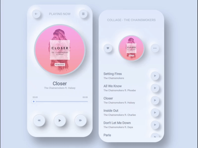 Music Player Neumorphic UI css animation neumorphic design neumorphism ui uideveloper