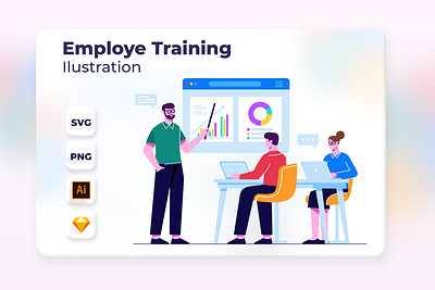 Employe traning assignment brainstorming design education header illustration landingpage meeting onboarding school tasks trainer training ui vector web website