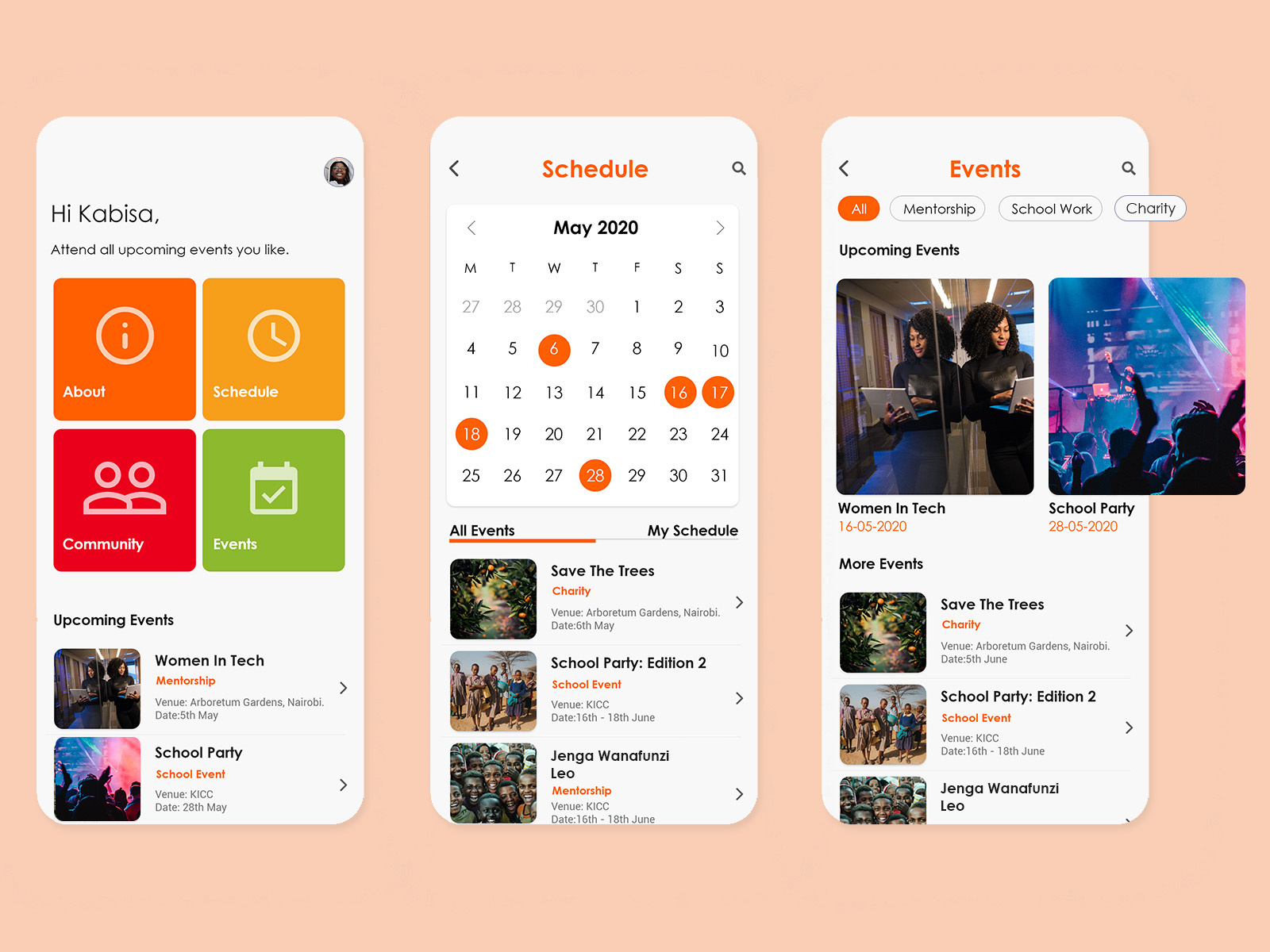 Example of Events Mobile App