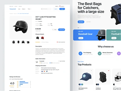 Tokopackedi - Sport Gear Store [Detail Page] design detail page e commerce e commerce website ecommerce evoshield helmet jersey minimal minimalist online shop product cart product design product page shop sport shop store ui web web design