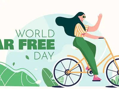Car Free Day bike character happy illustration lifestyle people people illustration vector vector illustration