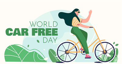 Car Free Day bike character happy illustration lifestyle people people illustration vector vector illustration