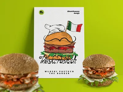 Wloski Pastuch – The Burger | Pasibus | Digital art food poster abstract art burger colorful composition detail digital digital art food gastronomy illustration illustrator ink lines pornfood portrait poster print restaurant vector