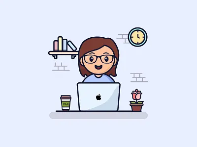 Work Illustration design illustration vector woman work workfromhome