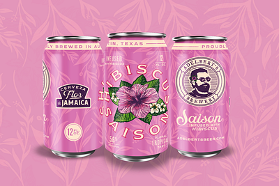 Adelbert's Brewery Hibiscus Saison beer beer can illustration matt thompson package design saison typography