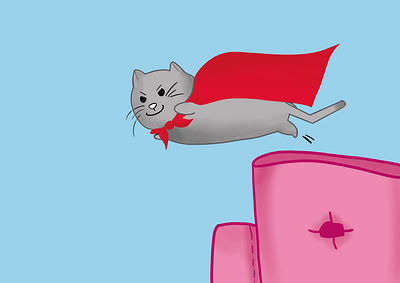 super cat cartoon character creative cute illustration