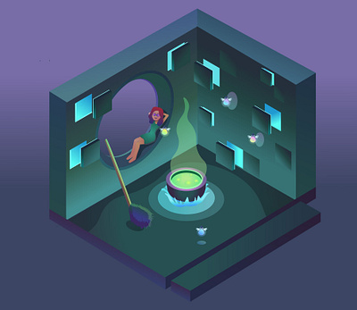 witch adobe illustrator ai art character design illustration isometric isometry potion vector vector art witch