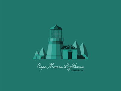 Cape Meares Lighthouse coast coastal flat flat design flat illustration green lighthouse lighthouse logo oregon oregon coast pnw