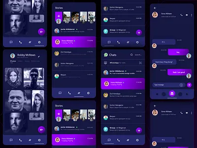 Dark mode for Chat App 2 adobexd app branding clock app creative design illustration minimal smarthome ui ux