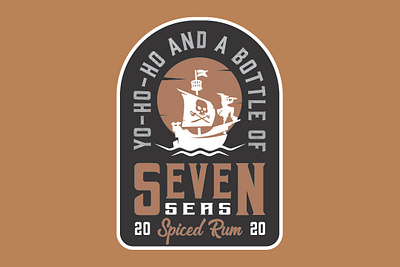 Seven Seas Spiced Rum apparel badge logo beer label branding brewery buccaneer craftbeer distillery illustration logotype mark minimal nautical ocean packagedesign pirate rum seven seas ship swashbuckler