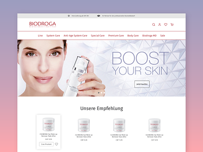 BIODROGA Website UI - Home Page beauty branding design ecommerce figma portfolio skincare store ui ux xd