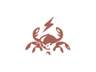 CrabMen bolt brand branding crab design illustration lobster logo logotype sea seafood skull