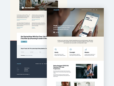 Monit covid finance app financial app financial services landing page ppp small business website