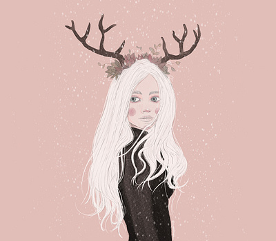 Girl Horns artwork character design concept art editorial illustration girl horns illustration illustrator photoshop portrait procreate