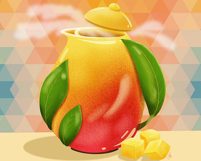 Mango Tea colorful design fruit illustration lauren draws product design teapot