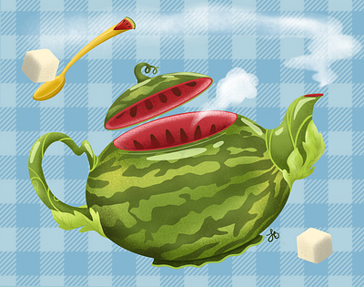 Watermelon Tea colorful design fruit illustration lauren draws product design watermelon