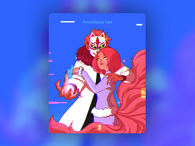 Kumiho and Kitsune anime animeart characters digital illustration digital painting digitalart fox fox mask glitch japan japan mythology kawaii kitsune korea korean mythology kumiho magic mask mythology tails