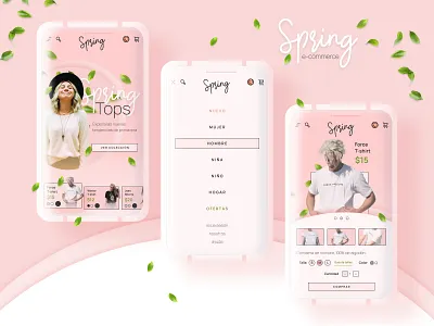 Spring Shop Store App - E-commerce app branding dailyui design icon typography ui ux web