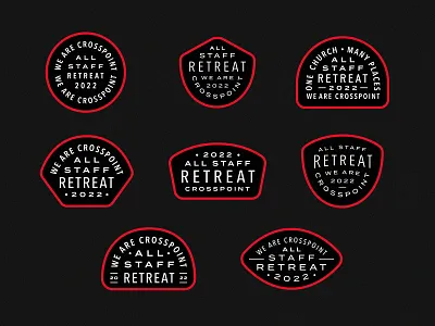 Retreat Badges badge brand identity church classic emroidered patch identity letters patch type badge vintage