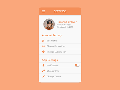Daily UI (Day 7) - Settings dailyui dailyui 007 mobile settings