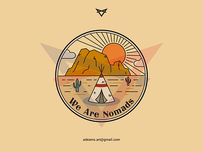 We Are Nomads badge design camping illustration line art lineart minimalist monoline outdoor retro design sticker design tee design teepee tshirt design vector vintage design