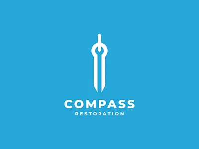 compass restoration logo 99designs branding compass construction design logo minimalist negative space negative space logo repair restoration simple wrench