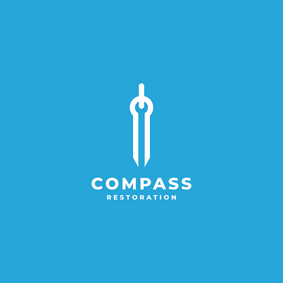 compass restoration logo 99designs branding compass construction design logo minimalist negative space negative space logo repair restoration simple wrench