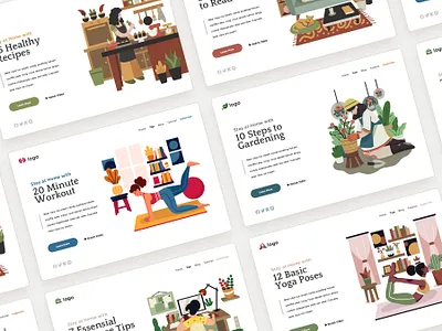 Prigel - Stay at Home Activity Modular Scenes flat illustration landing modular scene sketch stayhome ui ui8 vector wfh