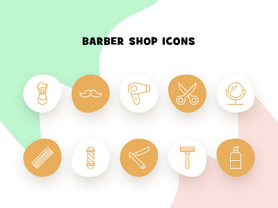 Barber Shop Icon Set barber barbershop divi divi theme freebie icon icon design icon set iconography illustraion logo shop