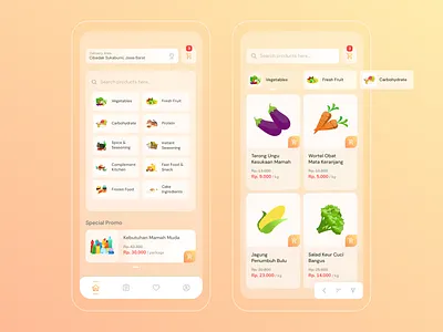 Grocery App - Ecommerce app fruits grocery home marketplace salad ui vegetable