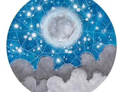 Night sky awesome bright design illustration night sky skyline watercolor