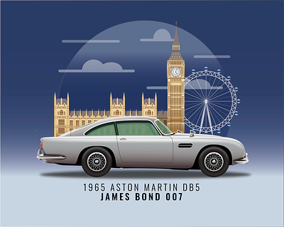 1965 Aston Martin DB5 - Bond 007 007 aston martin car city design illustration illustrator james bond london eye united kingdom