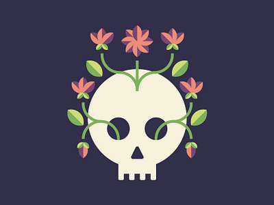 Skull & Leaves design illustration minimal simplified vector