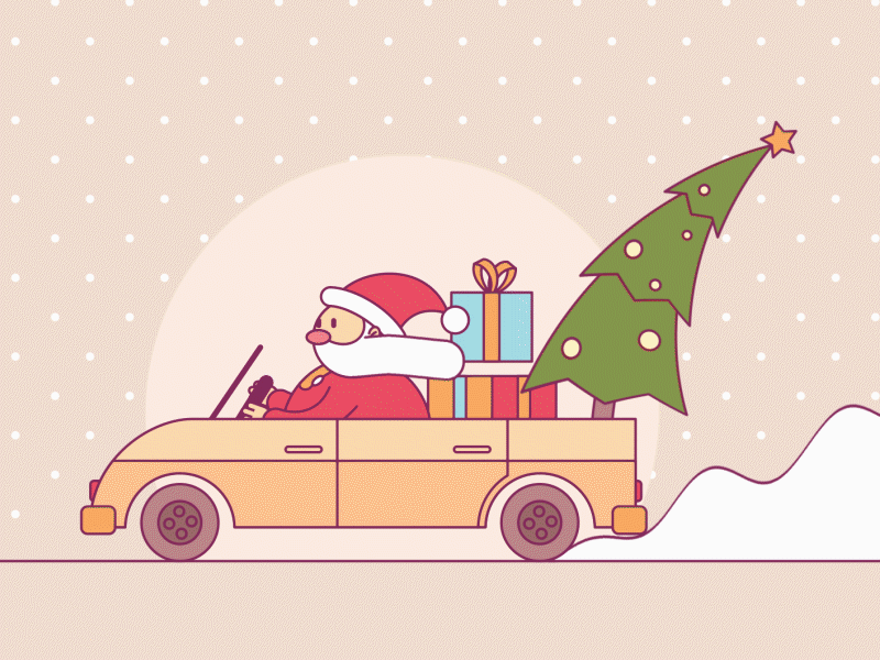 Santa Driving adobe illustrator after effects after effects animation after effects motion graphics animated gif animation christmas christmas card drive gif illustration motion graphics santa tutorial