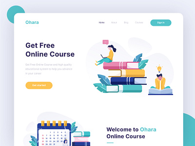 Ohara - Online course Landing Page design exploration header hero image homepage illustration landing page online course online courses