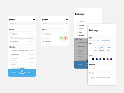 Daily UI - 007 - Settings app app design customize design graphic design mobile notes settings ui ux