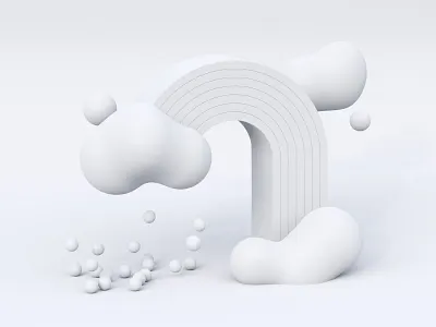 Rainbow - Clay 3d 3d art blender c4d clay clean cloud clouds concept cute cycles flat illustration rain rainbow render rendering simple sky white