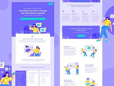 Real Estate Web Redesign Exploration design flat header hero house illustration landing manage page properties property realestate search teamwork web