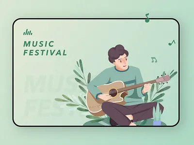 Music Festival green guitar illustrator music