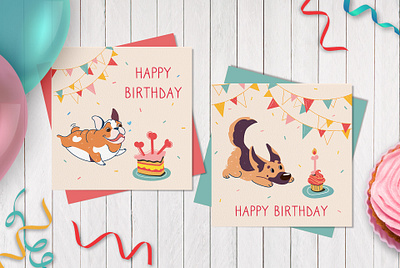 Pet's birthday american bulldog animals art bulldog cartoon character cute dog illustration mascot party vector