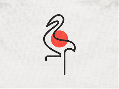 Monoline Crane! abstract bird brand branding crane duck goose icon japan logo logo design logodesign mark minimal monochrome monoline stork sun symbol wings