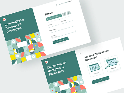 Designers & Developers Collaboration Platform adobe xd collaboration app illustration minimal form pattern sign in sign up sign up form ui ui challenge ux