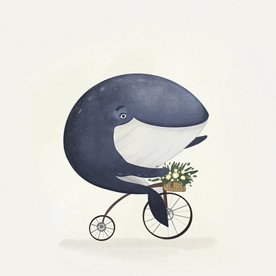 whale on a bicycle animal book book illustration children dribbble feel illustration procreate