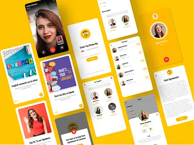English Speaking App - UI Design app app design appdesigner content design english online course online education spoken study typography ui uidesign uiux ux uxdesigner vector yellow